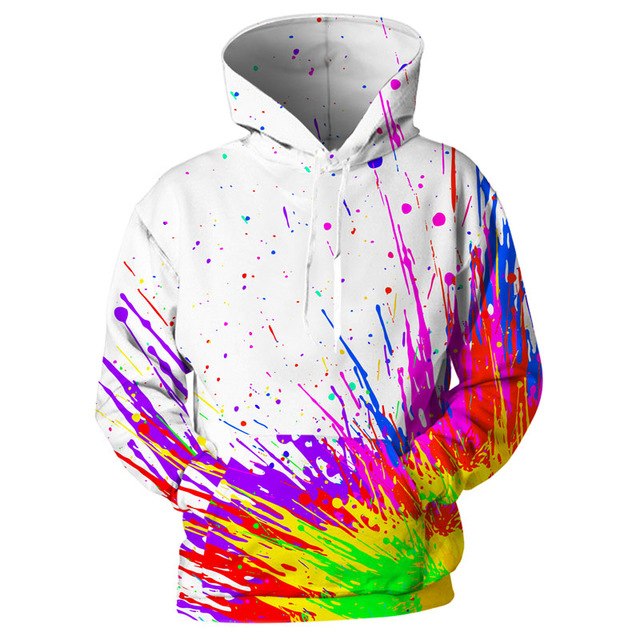 3d print harajuku Splash Paint Print Rainbow Hoodies